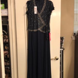 A ball gown or mother of the bride gown color is navy thus dress is gorgeous